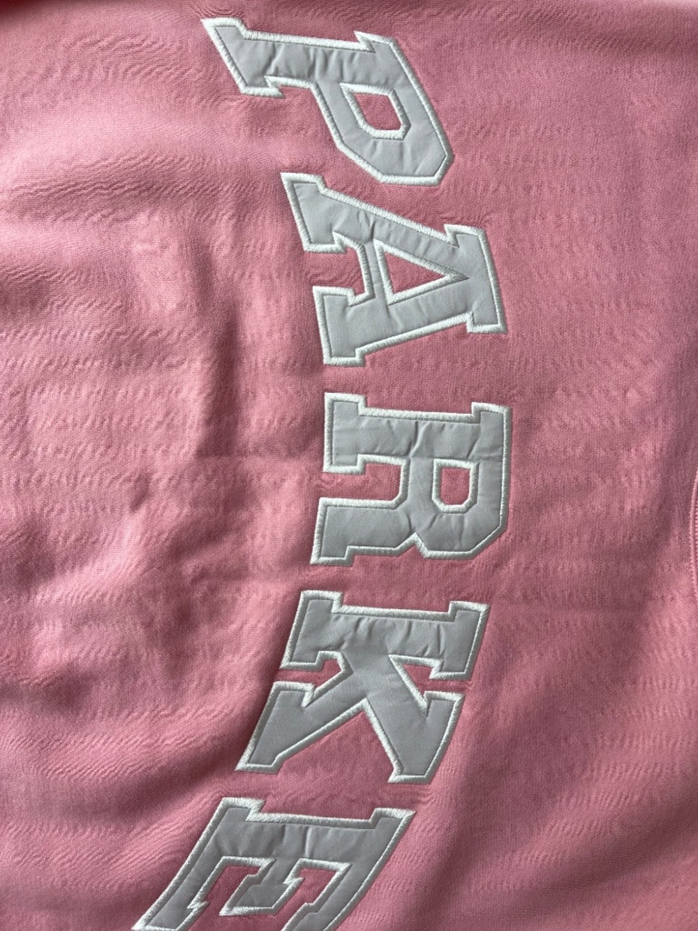 NWT PARKE Varsity Mockneck Sweatshirt / Blush + Lavender / Size L/XL - Picture 2 of 6